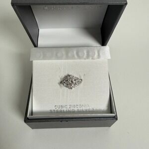 Primrose Sterling Silver Cubic Zirconia Cluster Ring Size 9